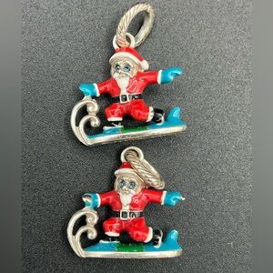 Two Brighton Surfing Santa Christmas Charms
